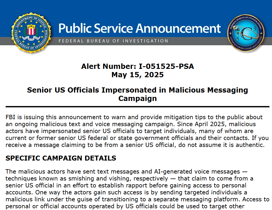 FBI uppmannar